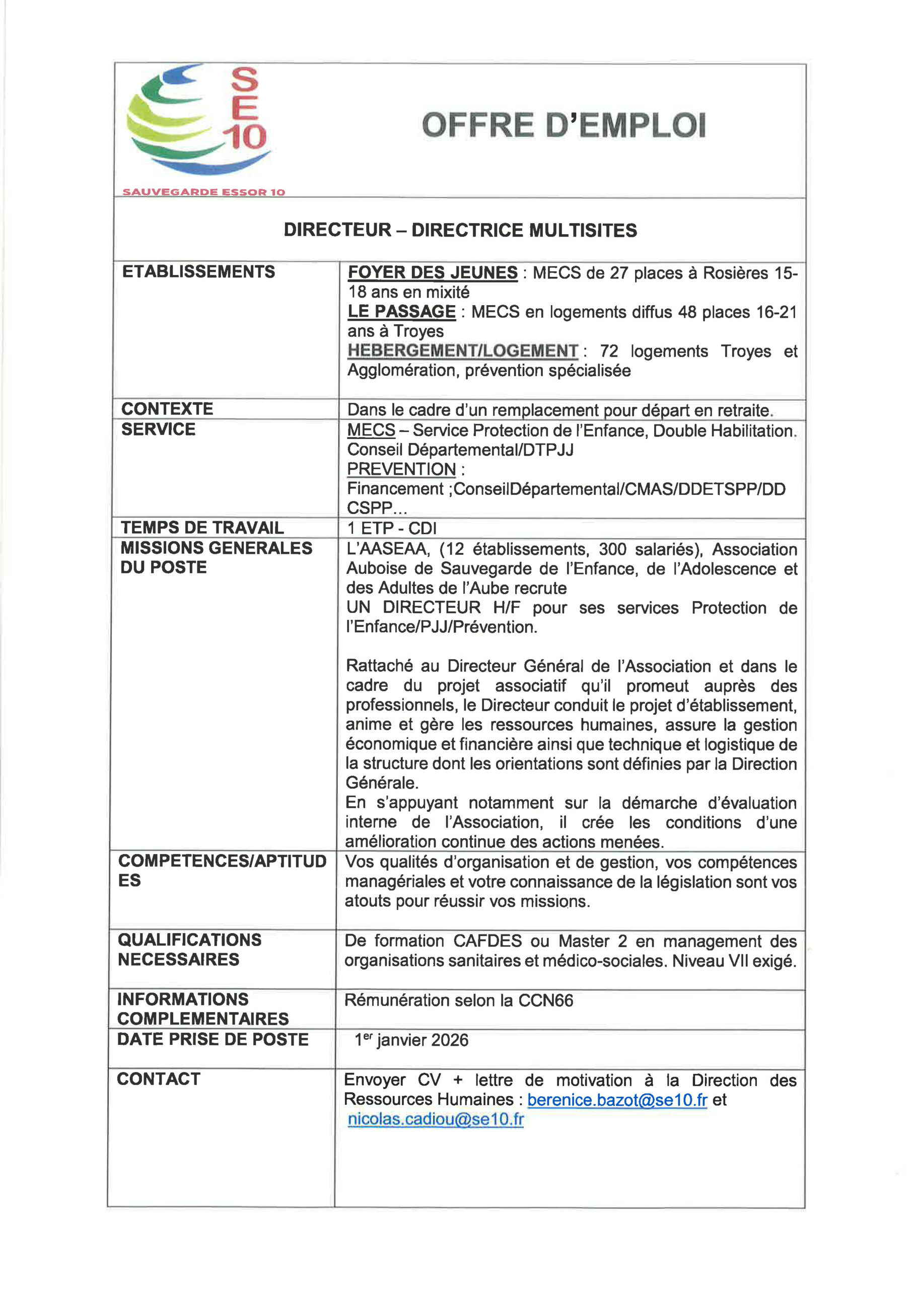 offre emploi  SE10